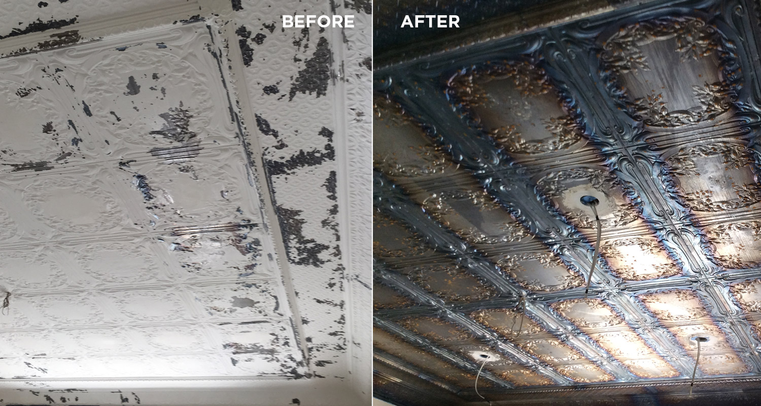 before and after chemical paint removal